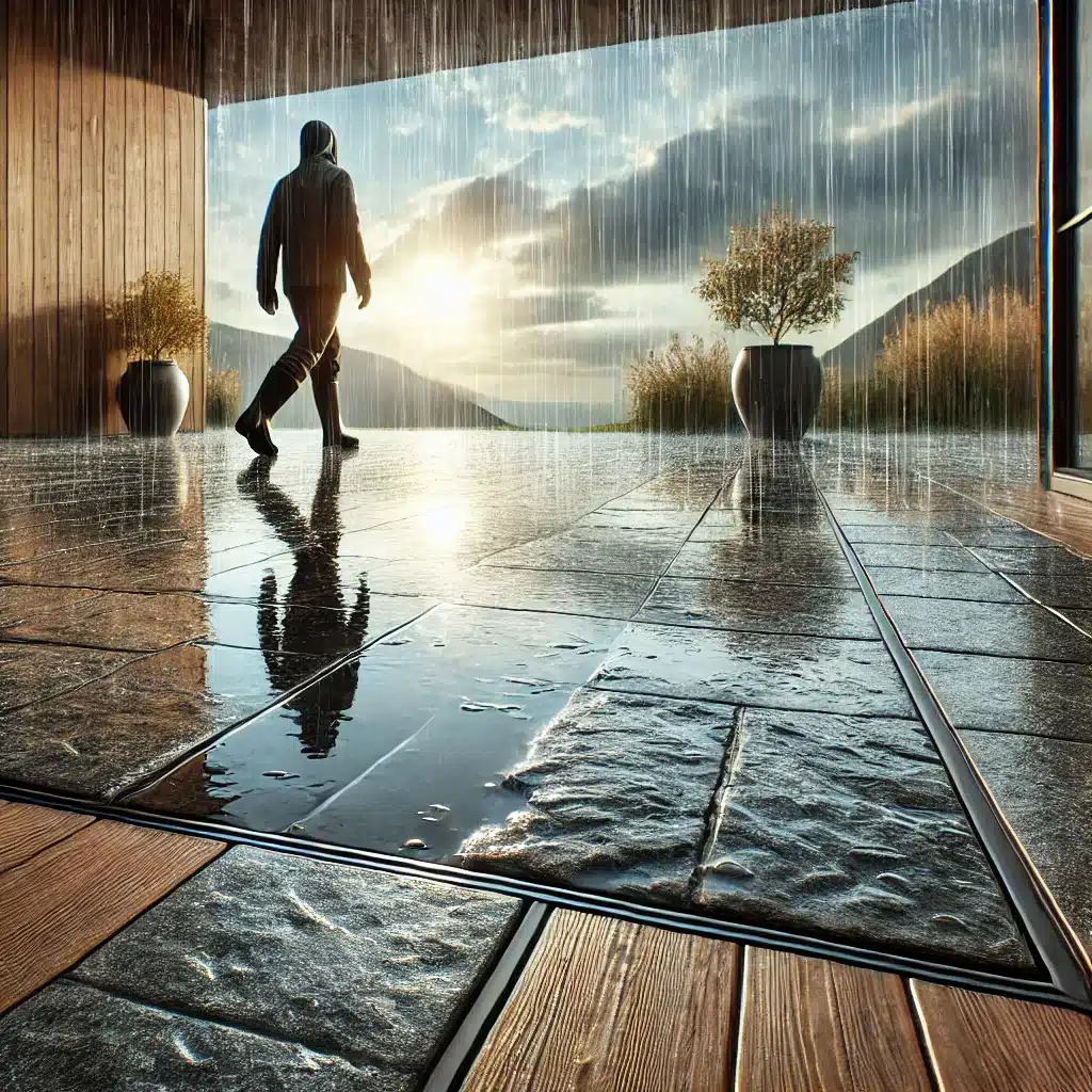 Suelo exterior con drenaje eficiente tras lluvia | Maderas Outlet