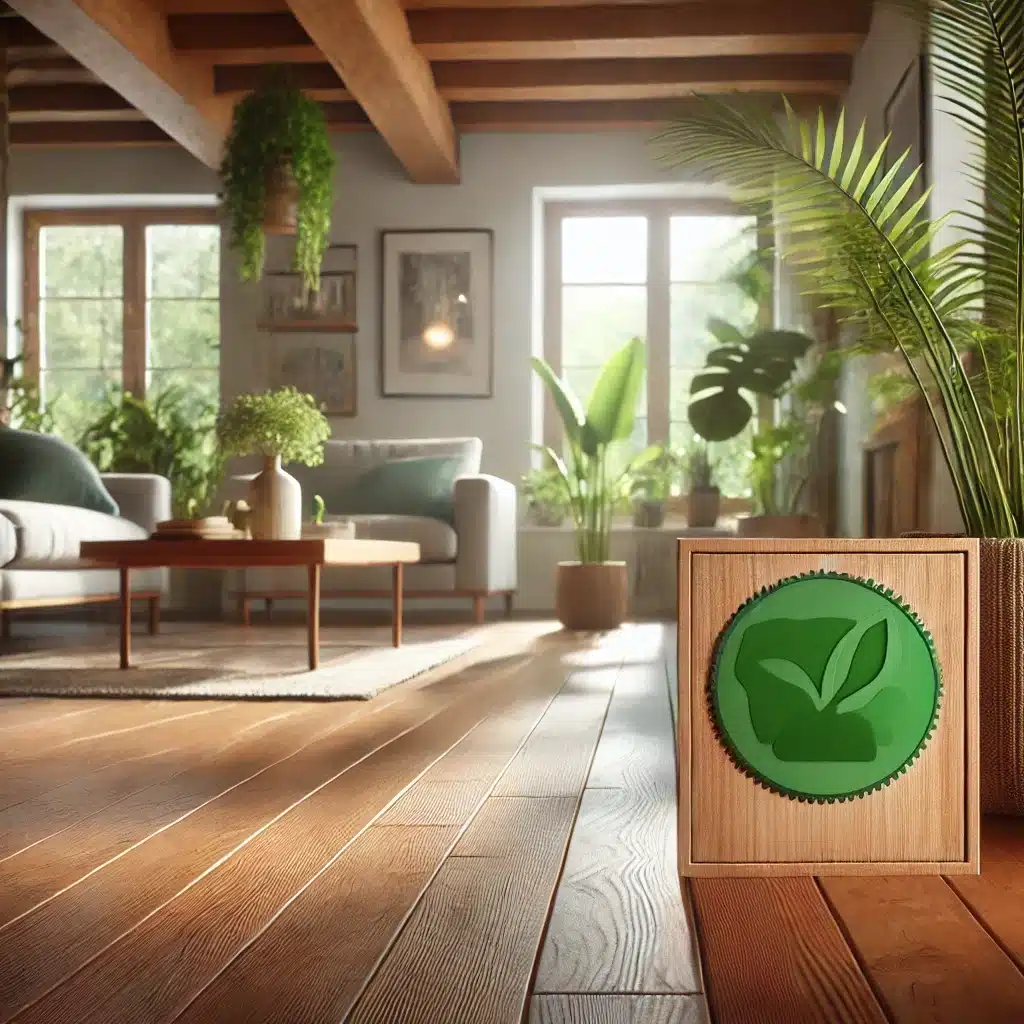 Sala ecológica con piso de madera y luz natural. Tipo de piso con madera contrachapada | Maderas Outlet