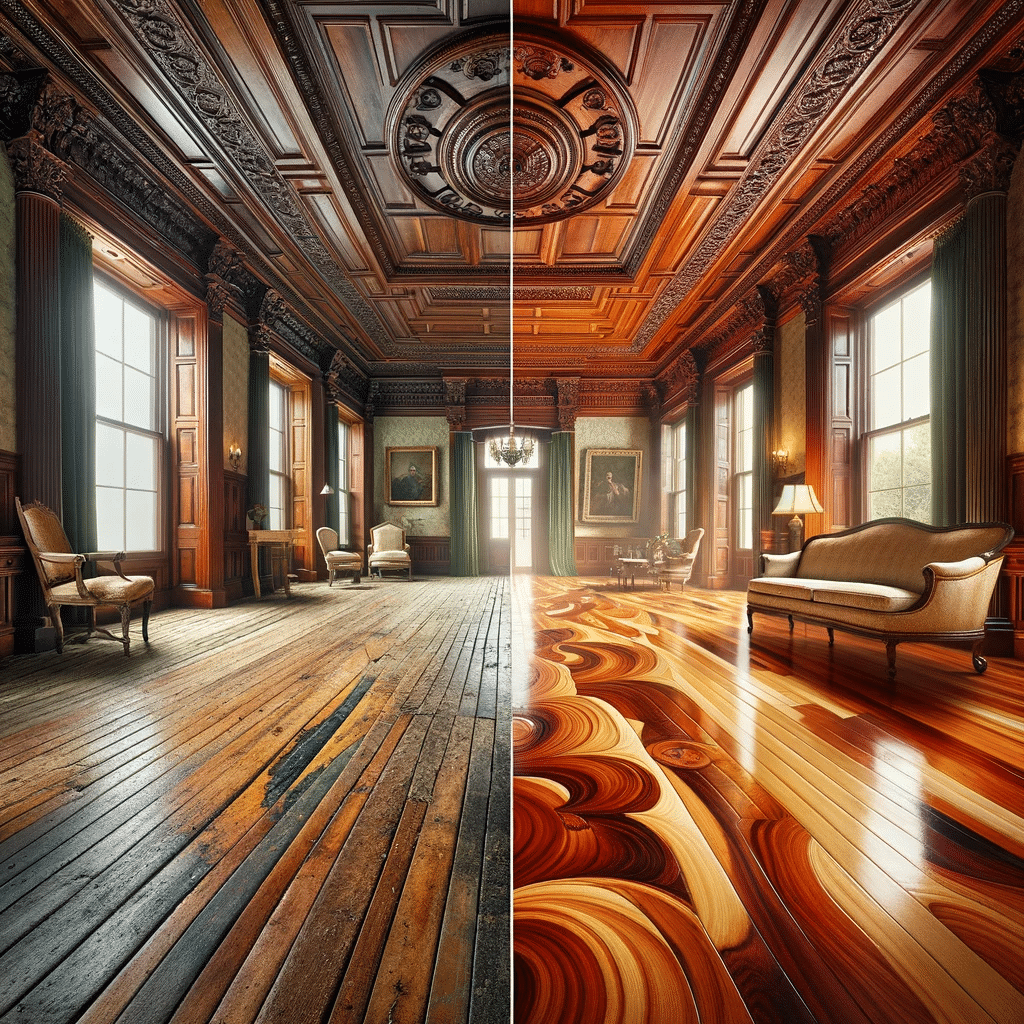 Casos de éxito en restauración de pisos de maderas. Área de método de consejos de brillo | Maderas Outlet