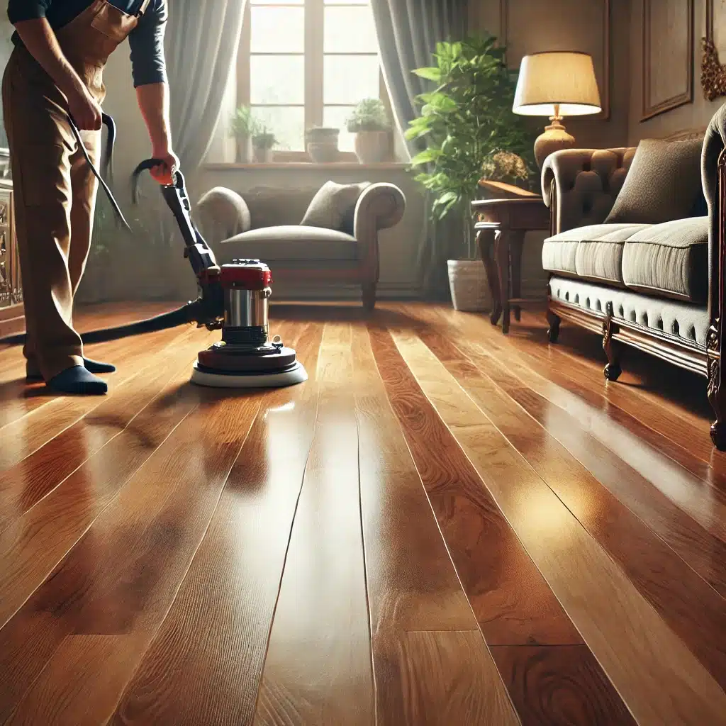 Pulido profesional de piso de madera brillante. Restauración de roble de arañazos. | Maderas Outlet