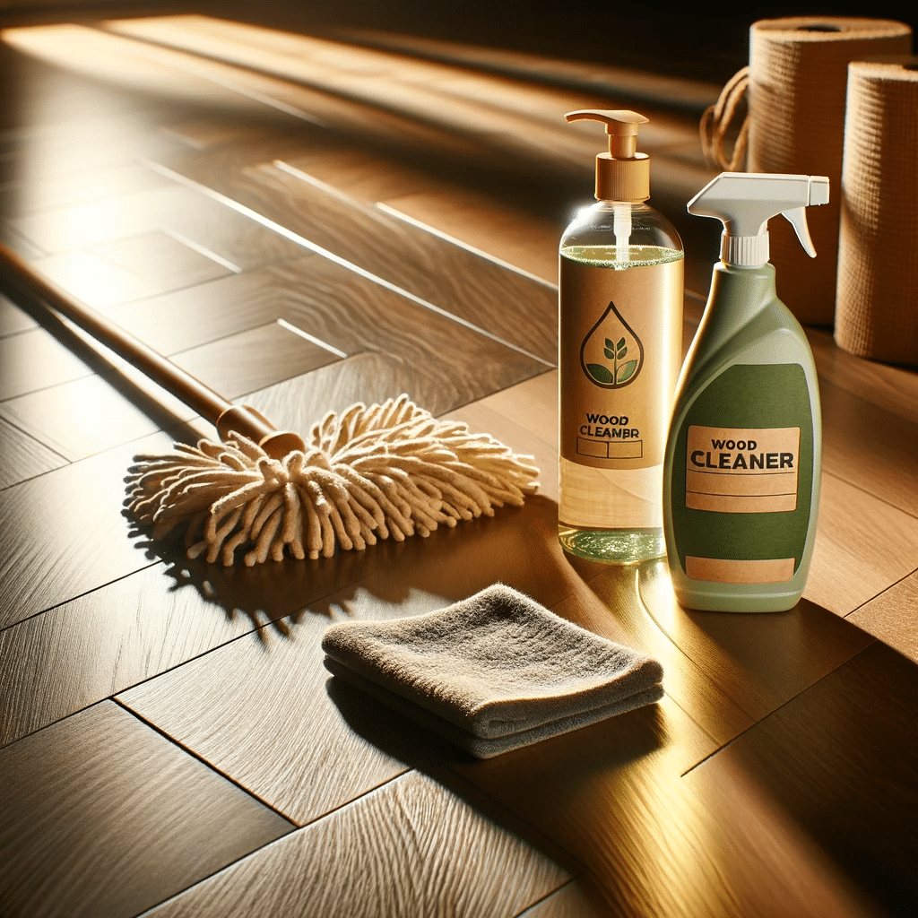 Piso de madera pulido con productos de limpiezas suaves. Situaciones de estado de tipo limpiador con cepillo y trapo | Maderas Outlet.