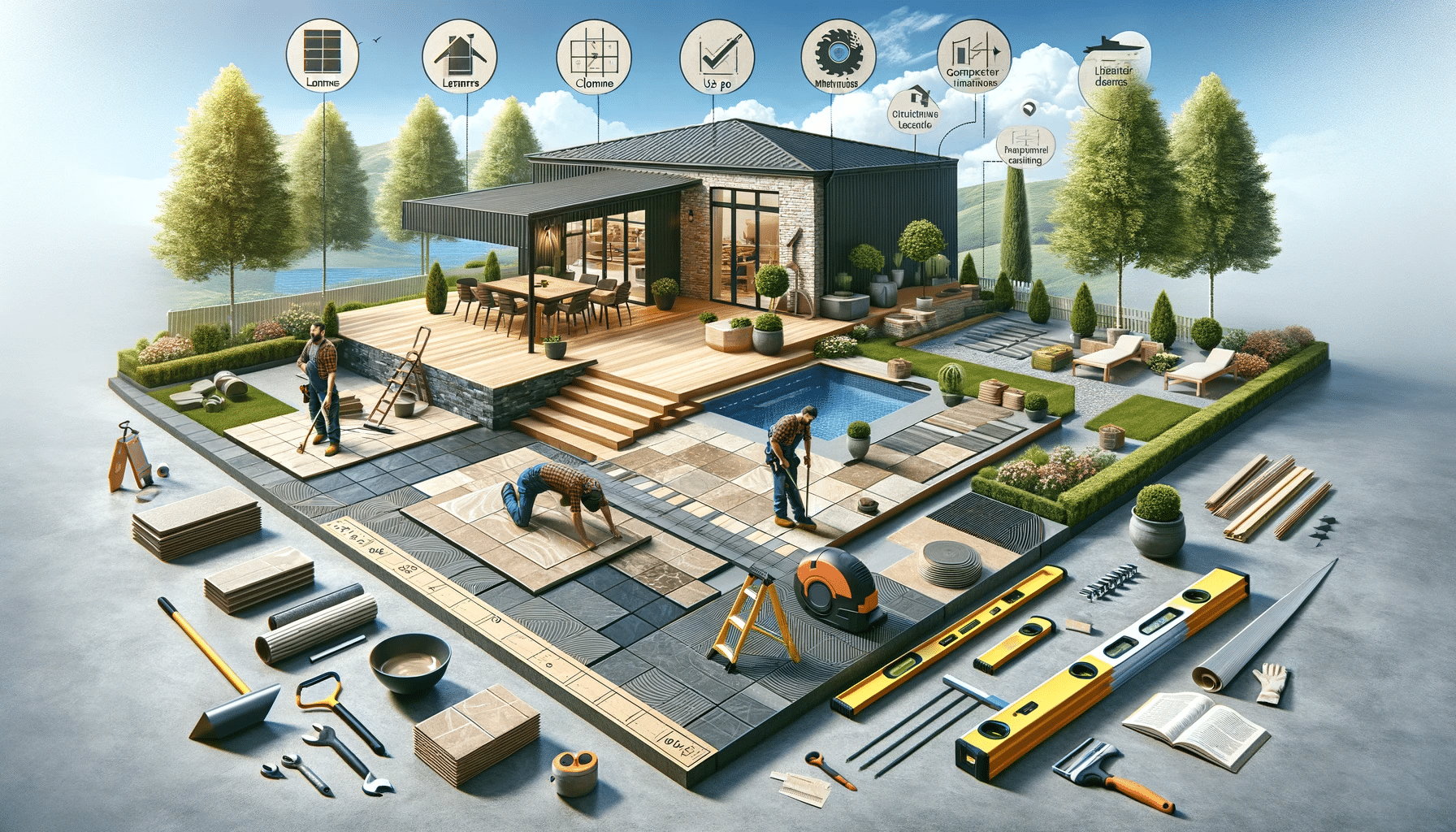 Consejos profesionales para instalación de suelos exteriores: planificación, herramientas, nivelación, drenaje | Maderas Outlet.