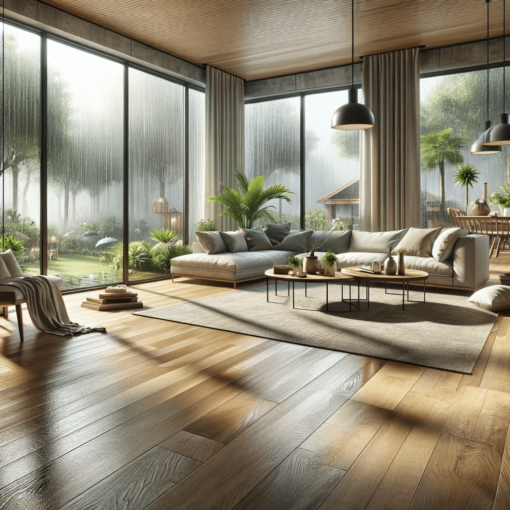 Interior resistente a humedad con piso de ingeniería | Maderas Outlet.