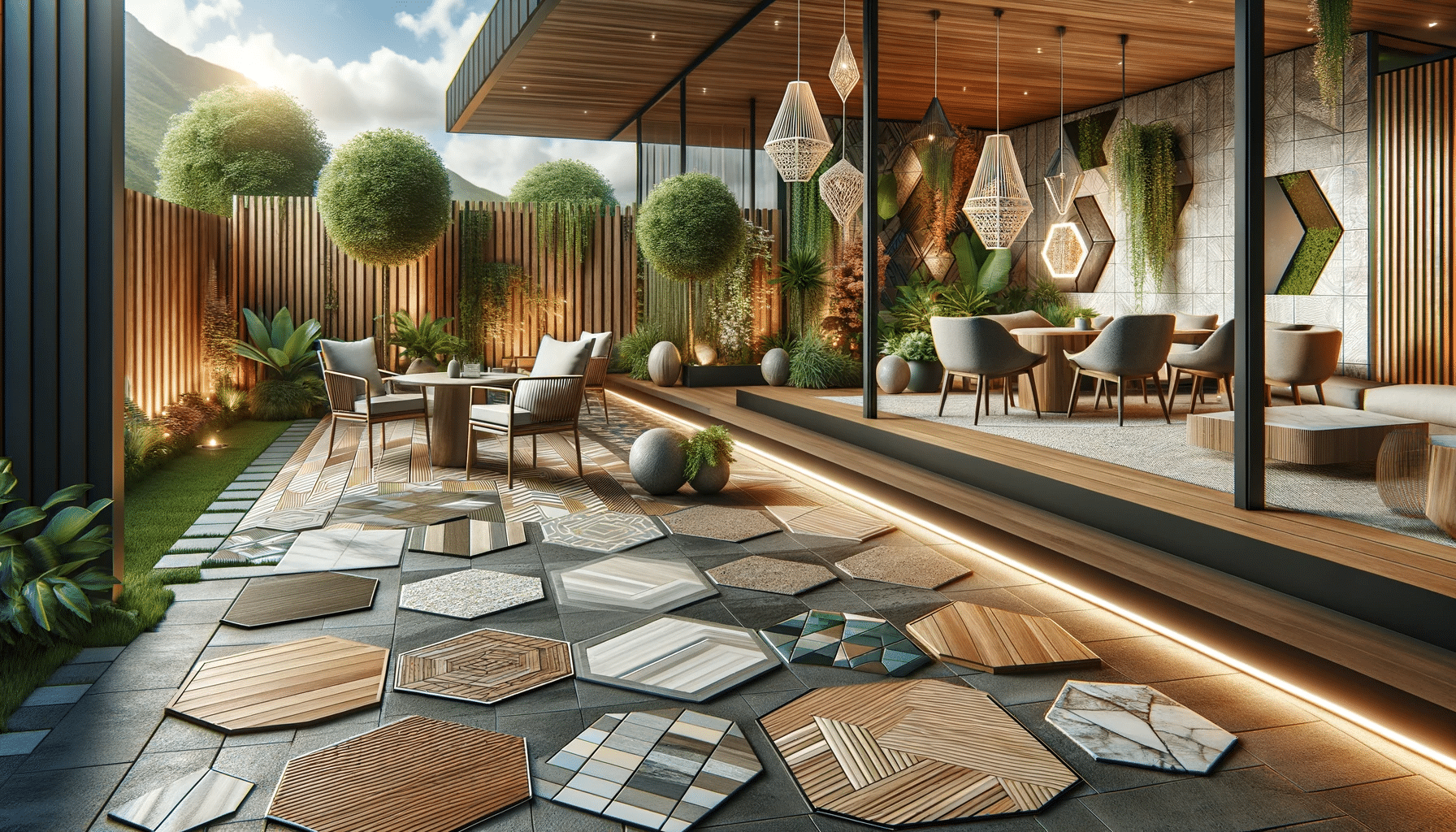 Tendencias en suelos exteriores: materiales sostenibles, diseños geométricos, LED, texturas | Maderas Outlet.