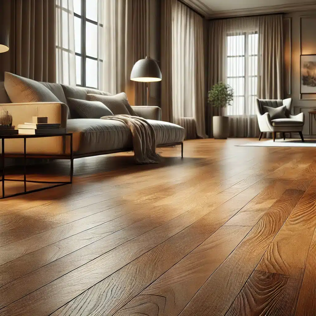 Piso de madera pulido en sala moderna y elegante | Maderas Outlet