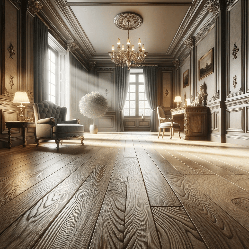 Alt text: Habitación lujosa con pisos de maderas de roble. Pisos de madera Cómo elegir el tipo de madera para tu piso una comparativa completa | Maderas Outlet.