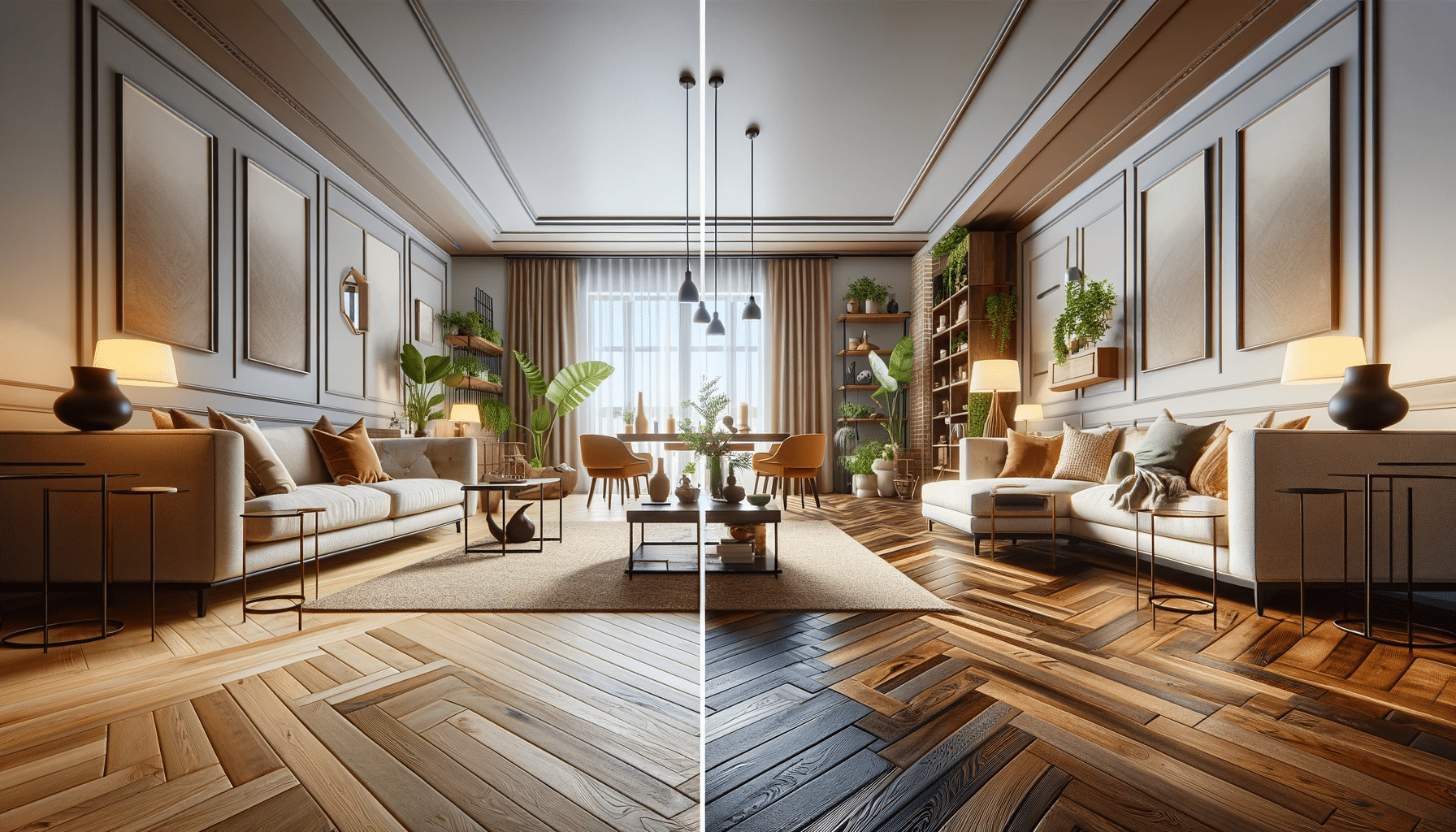 Antes y después sala con pisos de madera. Dormitorio fotos casa, estilo y galería de suelo con estilo color y mármol dormitorio | Maderas Outlet.