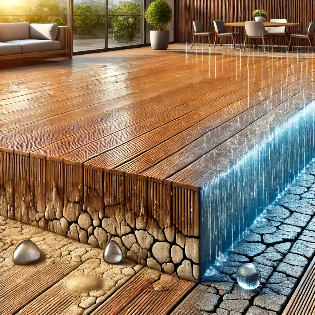 Deck mostrando daños por humedad, sol y grietas | Maderas Outlet