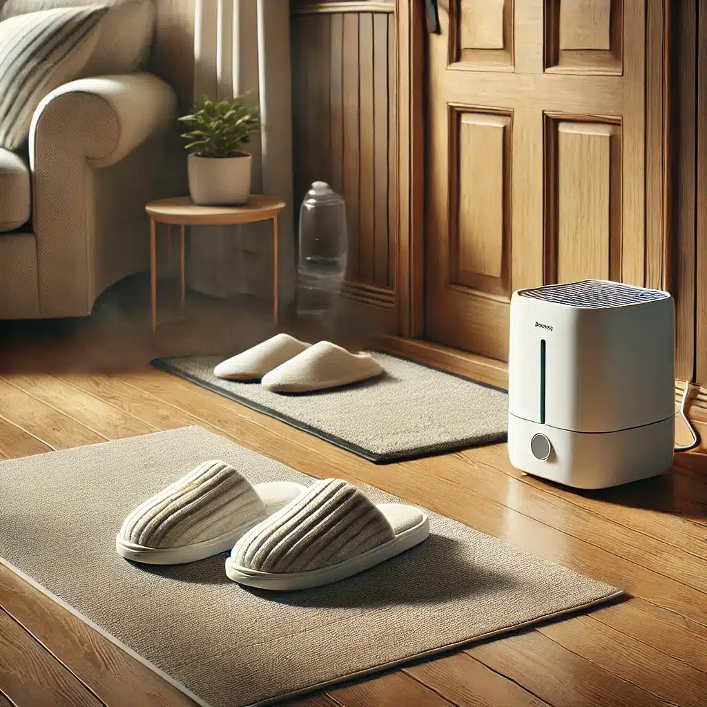 Piso de ingeniería con tapete y humidificador | Maderas Outlet