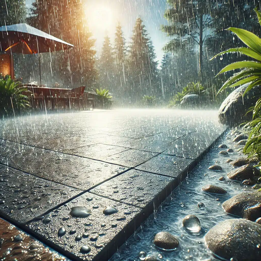 Suelo exterior resistente bajo lluvia intensa | Maderas Outlet