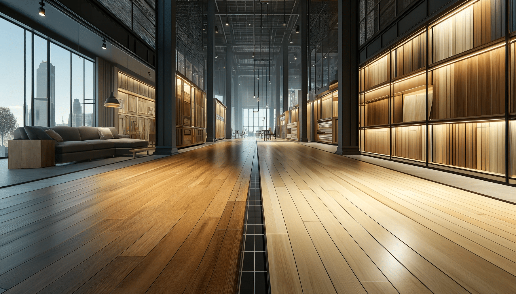Comparación de pisos de ingeniería, madera maciza y laminado en área comercial. | Maderas Outlet