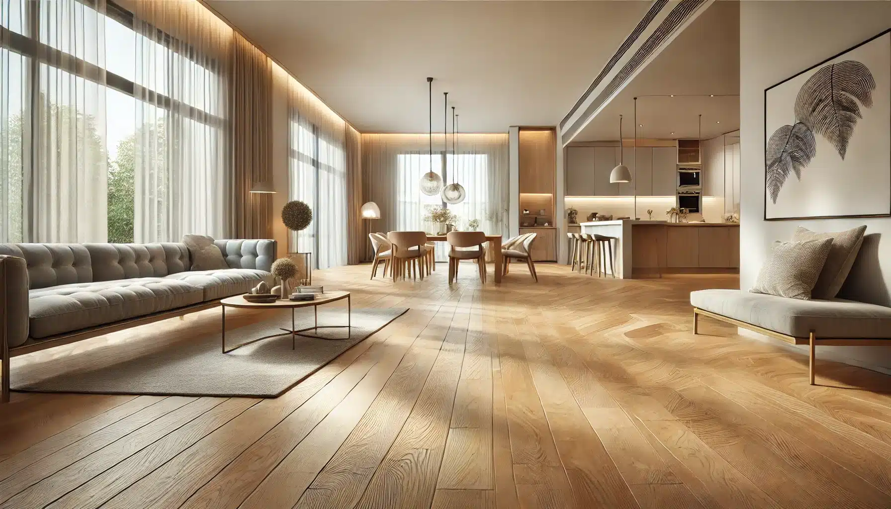 Espacio moderno con piso de madera cálida y diseño abierto | Maderas Outlet