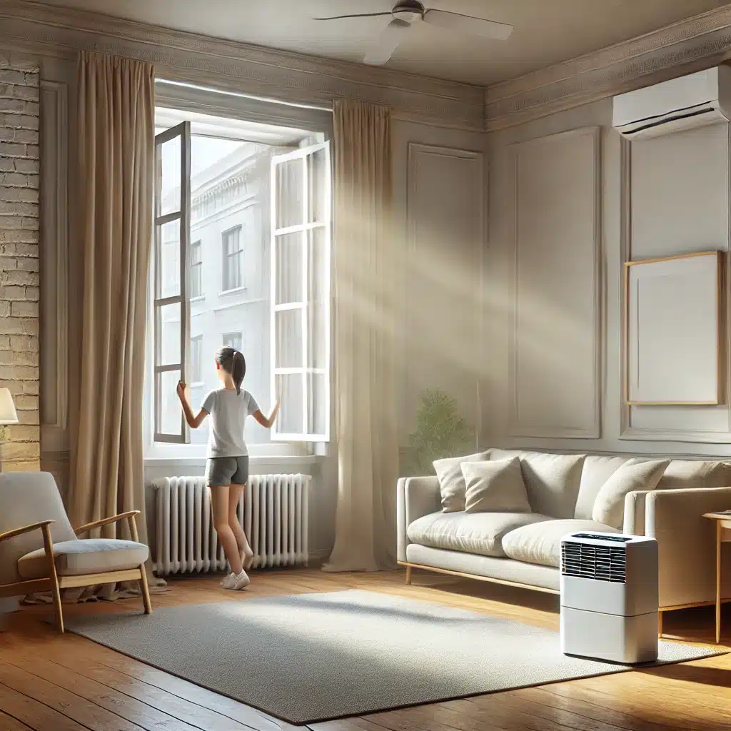 Sala luminosa y ventilada con deshumidificador evitando líquido y desgaste | Maderas Outlet