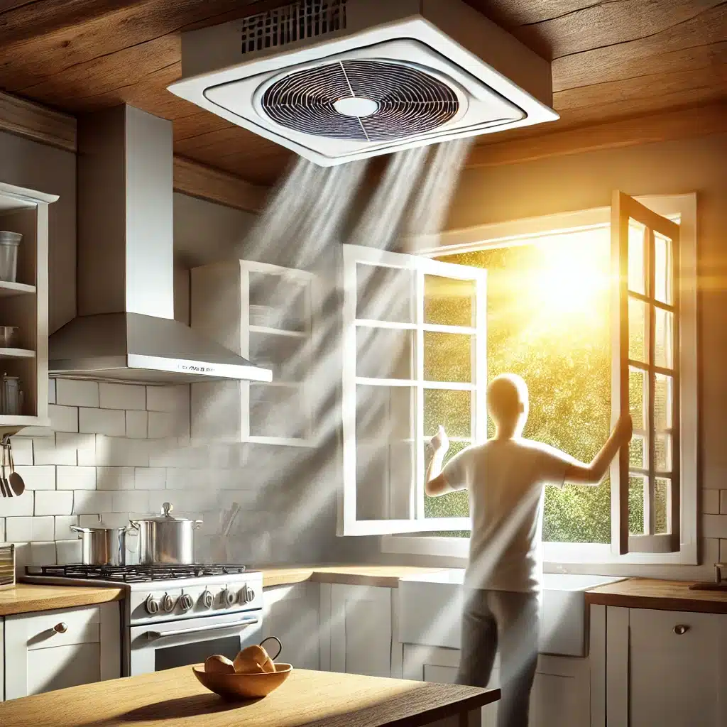 Cocina bien ventilada con extractor y ventana abierta | Maderas Outlet