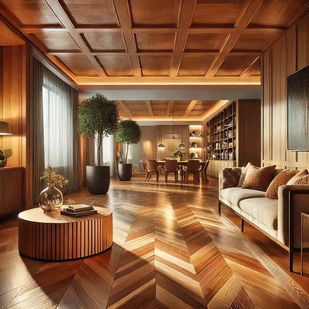 Sala moderna con pisos de madera brillante | Maderas Outlet